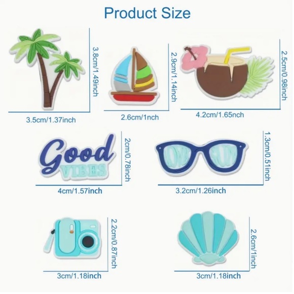 7Pcs BOGG Bag Inspired Beach Bag Charms Set- #1007 - Picture 4 of 4